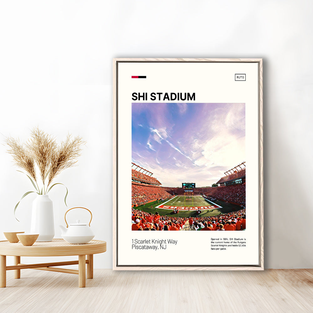 SHI Stadium Print, Rutgers Scarlet Knights Stadium Canvas Art, Man Cave Gift, Floating Framed Canvas Print Wall Art