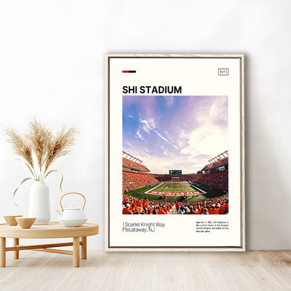 SHI Stadium Print, Rutgers Scarlet Knights Stadium Canvas Art, Man Cave Gift, Floating Framed Canvas Print Wall Art