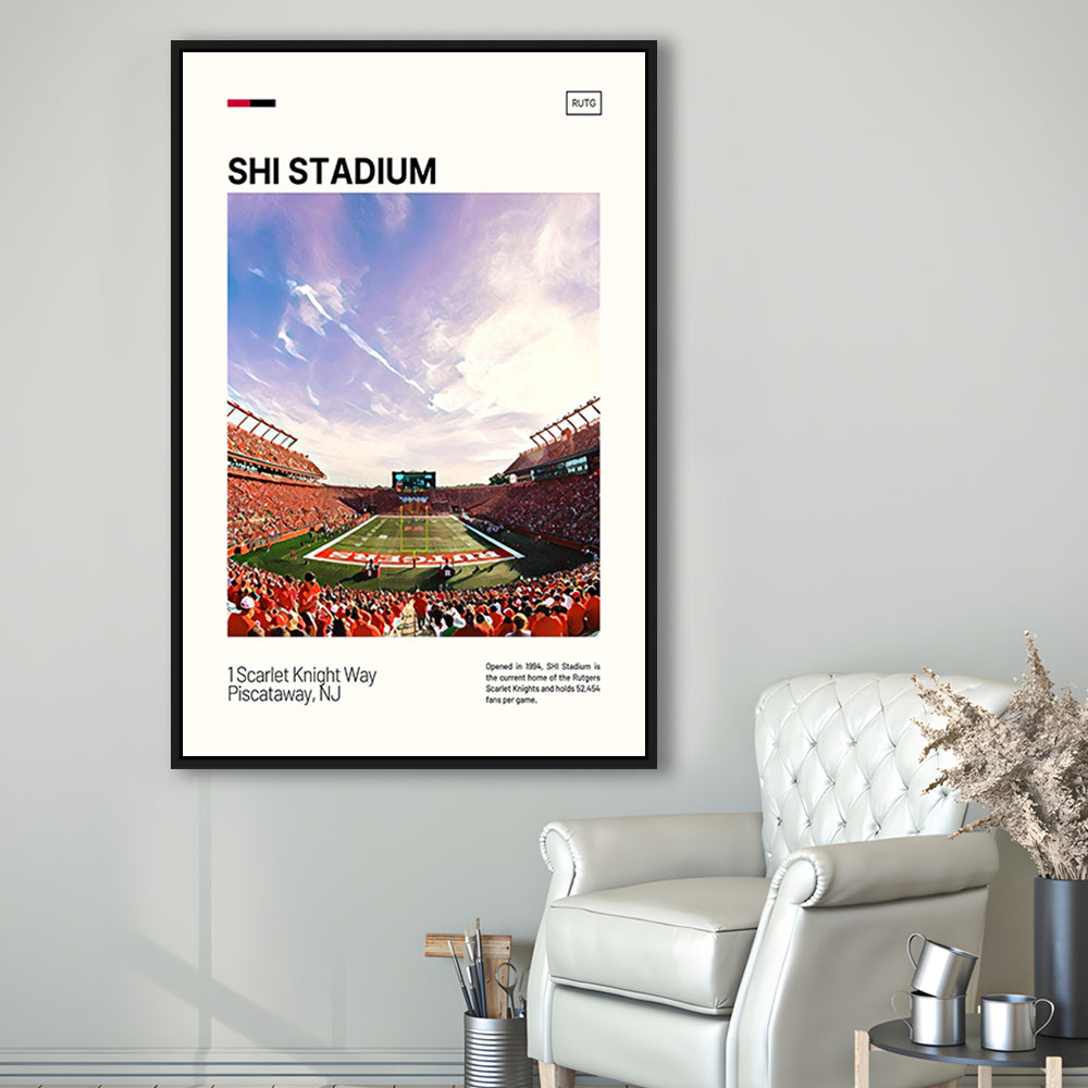 SHI Stadium Print, Rutgers Scarlet Knights Stadium Canvas Art, Man Cave Gift, Floating Framed Canvas Print Wall Art
