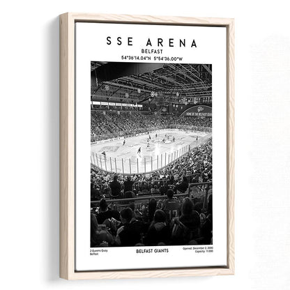 Sse Arena Belfast Stadium Black And White, Belfast Giants Hockey Stadium Wall Art Print, Framed Canvas Prints Wall Art