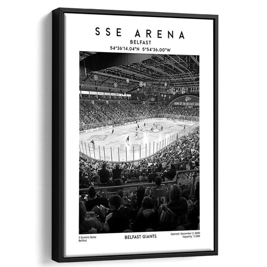 Sse Arena Belfast Stadium Black And White, Belfast Giants Hockey Stadium Wall Art Print, Framed Canvas Prints Wall Art