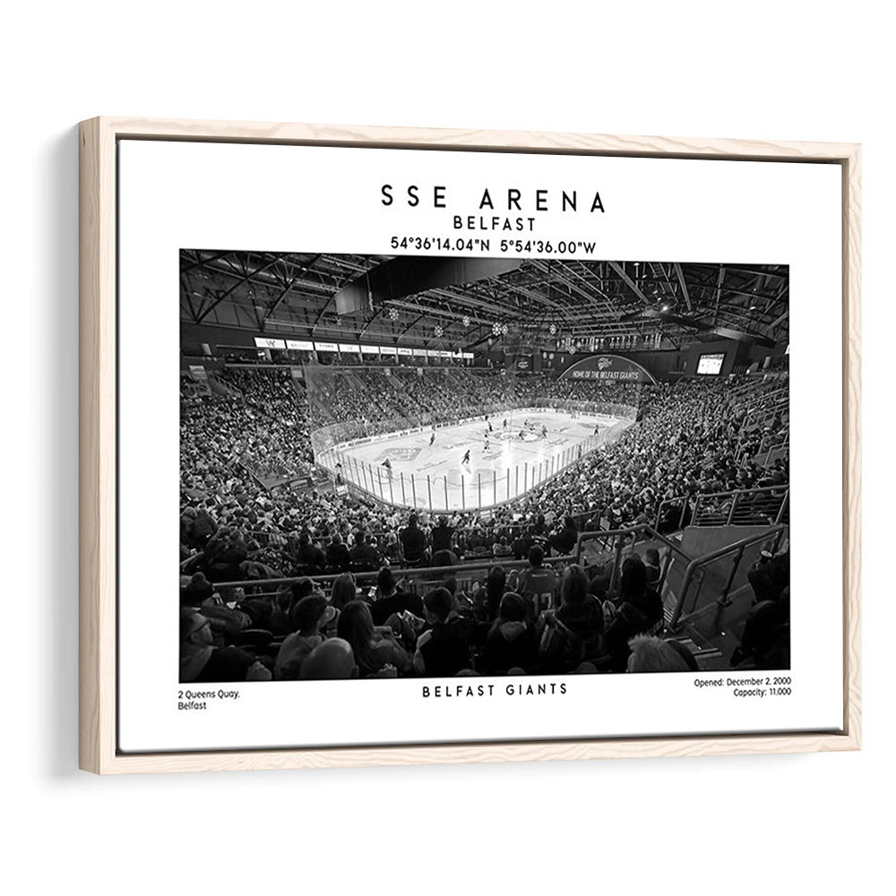 Sse Arena Belfast Stadium Black And White, Belfast Giants Wall Art, Stadium Decor, Framed Canvas Print Wall Art