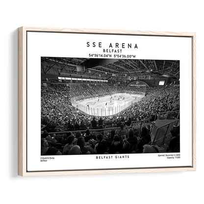 Sse Arena Belfast Stadium Black And White, Belfast Giants Wall Art, Stadium Decor, Framed Canvas Print Wall Art