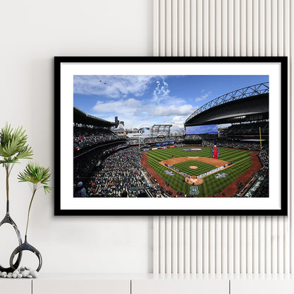 Safeco Field Seattle, Stadium Canvas, Sport Art, Fan Gifts, White Border Framed Art Print Wall Decor