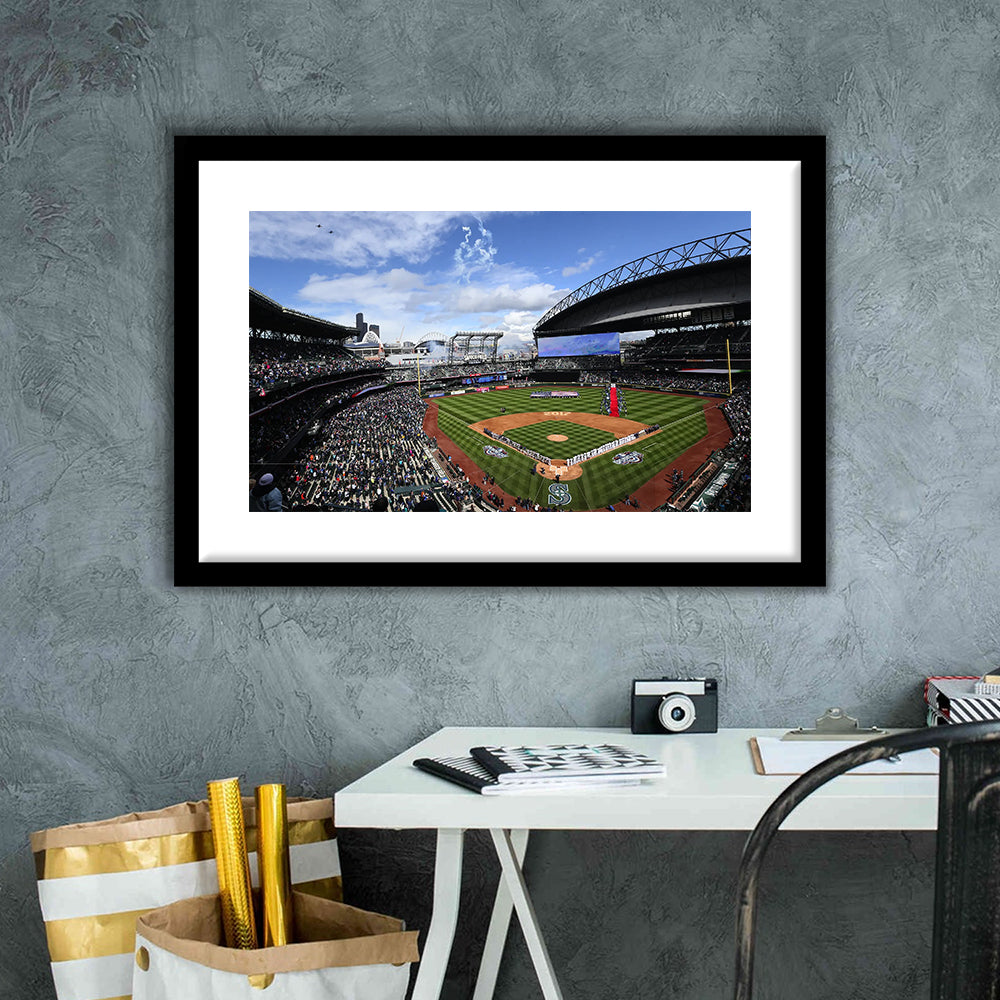 Safeco Field Seattle, Stadium Canvas, Sport Art, Fan Gifts, White Border Framed Art Print Wall Decor