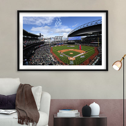 Safeco Field Seattle, Stadium Canvas, Sport Art, Fan Gifts, White Border Framed Art Print Wall Decor