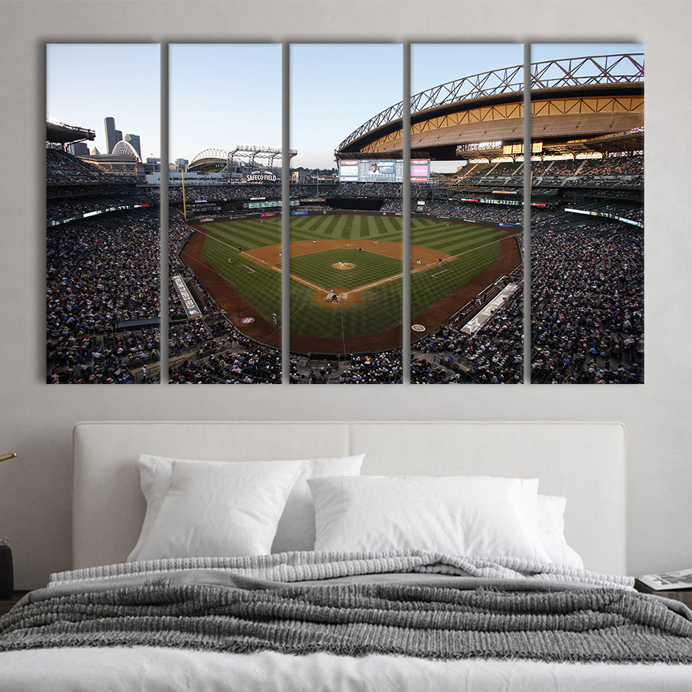 Safeco Field Seattle, Stadium Canvas, Sport Art, 5 Panel B, Extra Large Canvas, Canvas Print Wall Art
