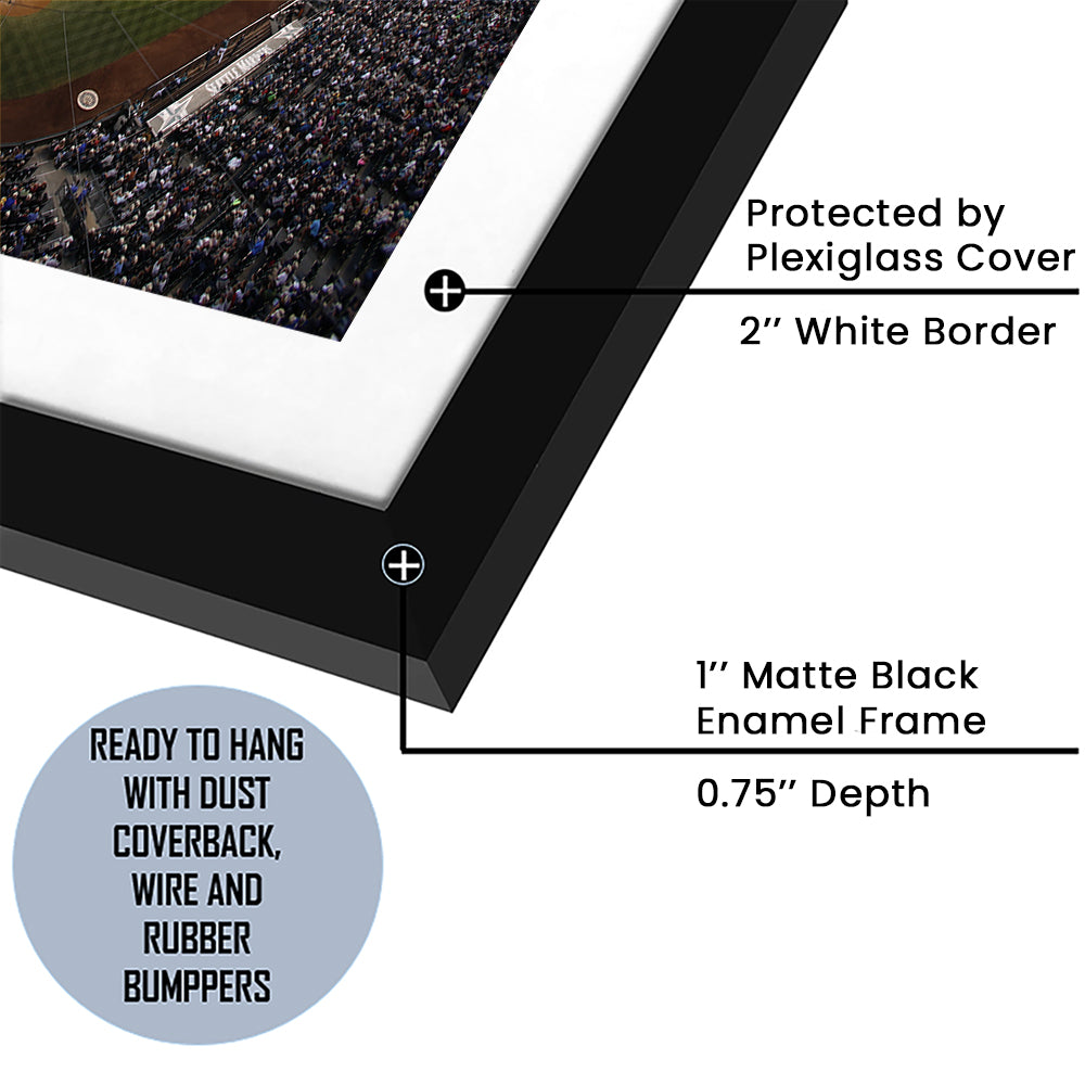 Safeco Field Seattle, Stadium Canvas, Sport Art, Gift for him, White Border Framed Art Print Wall Decor