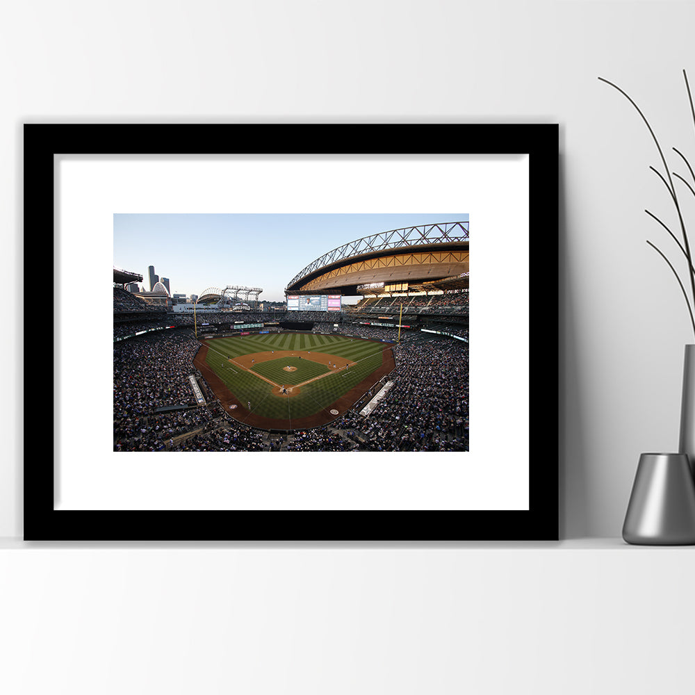 Safeco Field Seattle, Stadium Canvas, Sport Art, Gift for him, White Border Framed Art Print Wall Decor