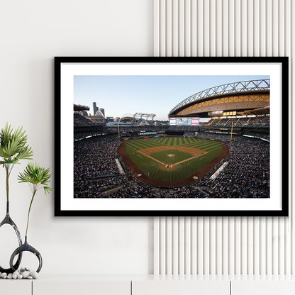 Safeco Field Seattle, Stadium Canvas, Sport Art, Gift for him, White Border Framed Art Print Wall Decor