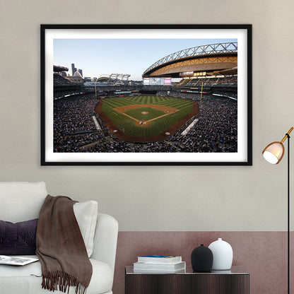 Safeco Field Seattle, Stadium Canvas, Sport Art, Gift for him, White Border Framed Art Print Wall Decor
