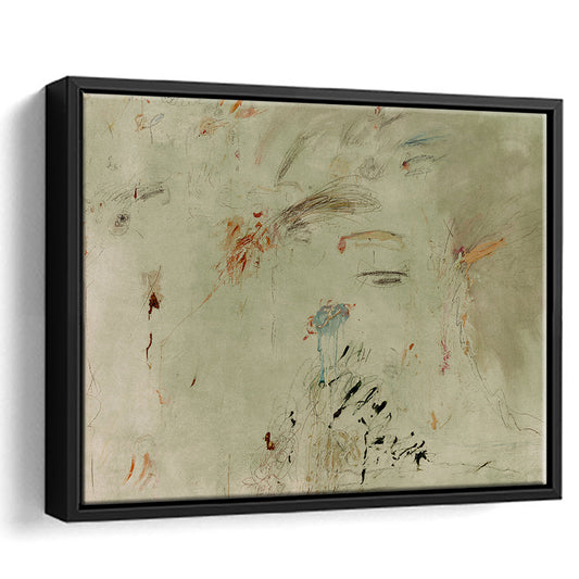 Sage Green Framed Canvas Print Wall Art, Extra Large Framed Canvas Print Wall Art, Abstract Oil Painting Cottagecore Decor