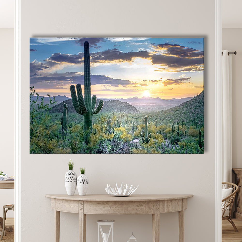 Saguaro National Park Wall Art,Majestic Arizona Canvas Print Depicting the Beauty of the USA, Cavas Print Wall Art Hom Decor