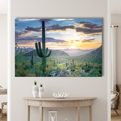 Saguaro National Park Wall Art,Majestic Arizona Canvas Print Depicting the Beauty of the USA, Cavas Print Wall Art Hom Decor