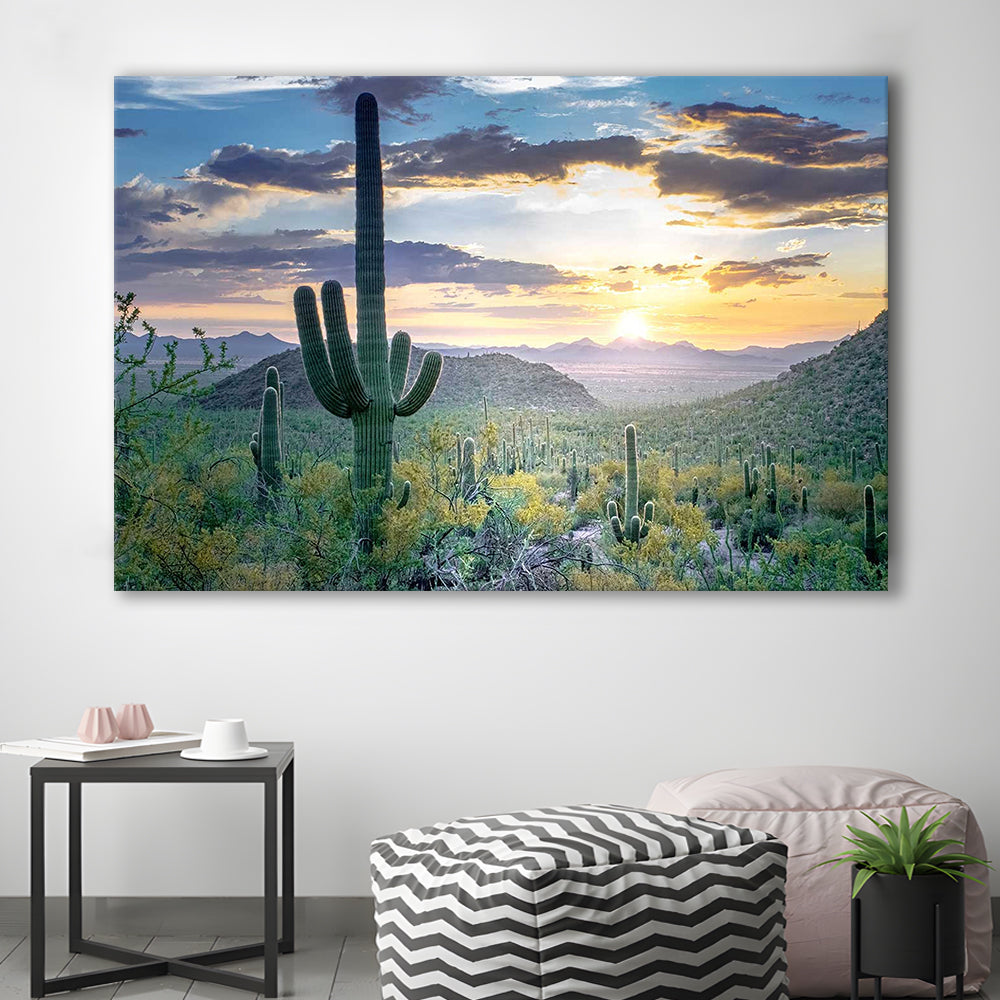 Saguaro National Park Wall Art,Majestic Arizona Canvas Print Depicting the Beauty of the USA, Cavas Print Wall Art Hom Decor