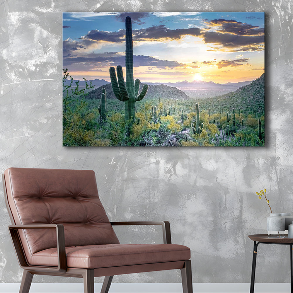 Saguaro National Park Wall Art,Majestic Arizona Canvas Print Depicting the Beauty of the USA, Cavas Print Wall Art Hom Decor