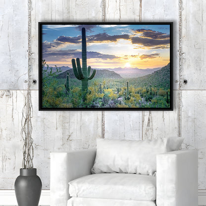 Saguaro National Park Wall Art,Majestic Arizona Depicting The Beauty, Framed Cavas Print, Floating Frame