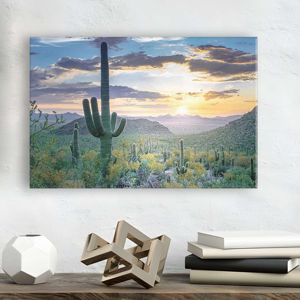 Saguaro National Park Wall Art,Majestic Arizona Canvas Print Depicting the Beauty of the USA, Cavas Print Wall Art Hom Decor