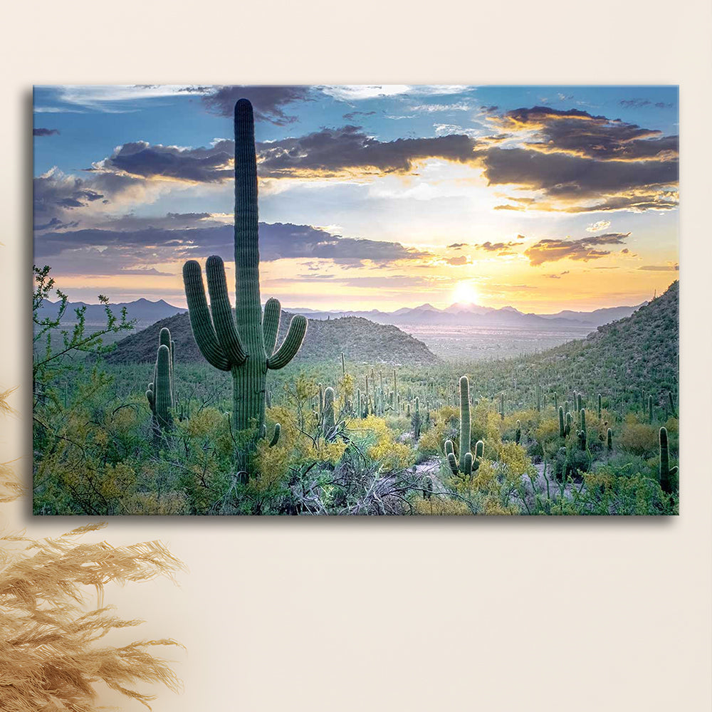 Saguaro National Park Wall Art,Majestic Arizona Canvas Print Depicting the Beauty of the USA, Cavas Print Wall Art Hom Decor