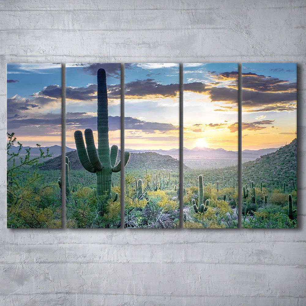 Saguaro National Park Wall Art,Majestic Arizona Canvas Print, 5 Piece B Extra Large Cavas Print Wall Art Decor