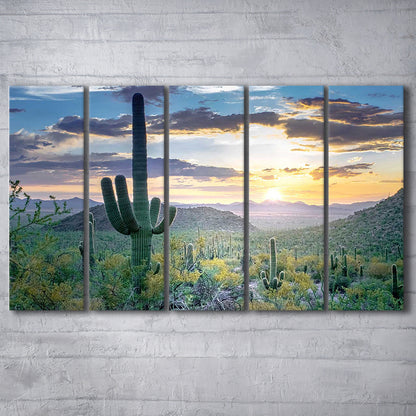 Saguaro National Park Wall Art,Majestic Arizona Canvas Print, 5 Piece B Extra Large Cavas Print Wall Art Decor