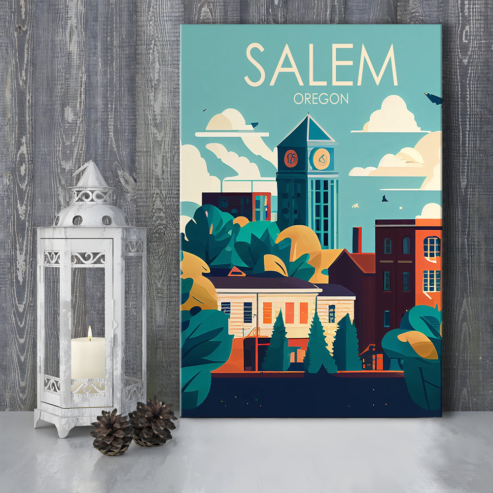 Salem Oregon Retro Art Print, Salem City Wall Art, Canvas Print, Painting Canvas, Living Room Decor
