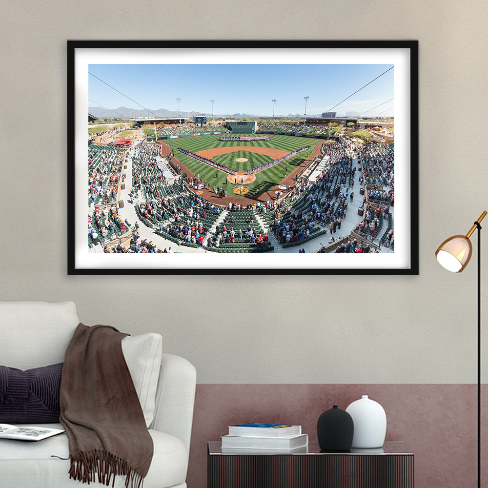 Salt River Fields Stadium, Stadium Canvas, Sport Art, Fan Gifts, White Border Framed Art Print Wall Decor