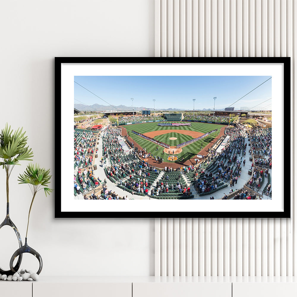 Salt River Fields Stadium, Stadium Canvas, Sport Art, Fan Gifts, White Border Framed Art Print Wall Decor