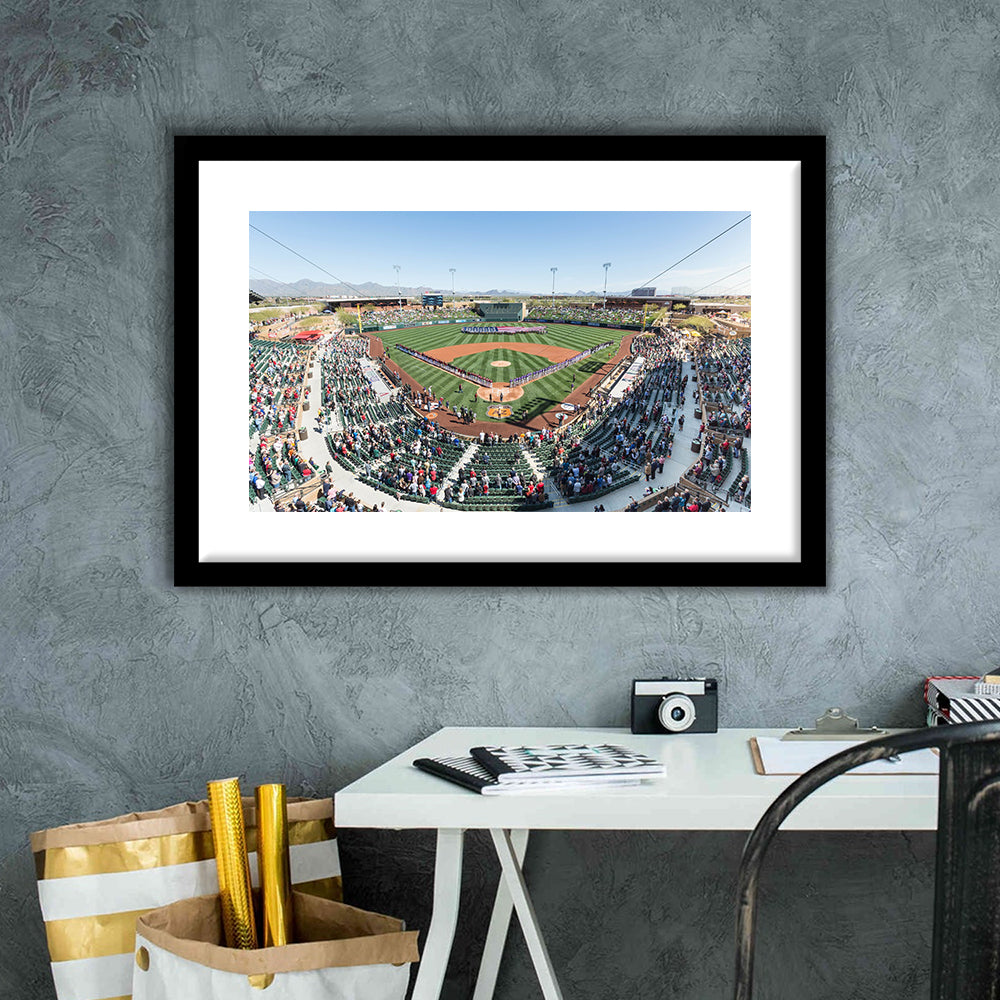 Salt River Fields Stadium, Stadium Canvas, Sport Art, Fan Gifts, White Border Framed Art Print Wall Decor