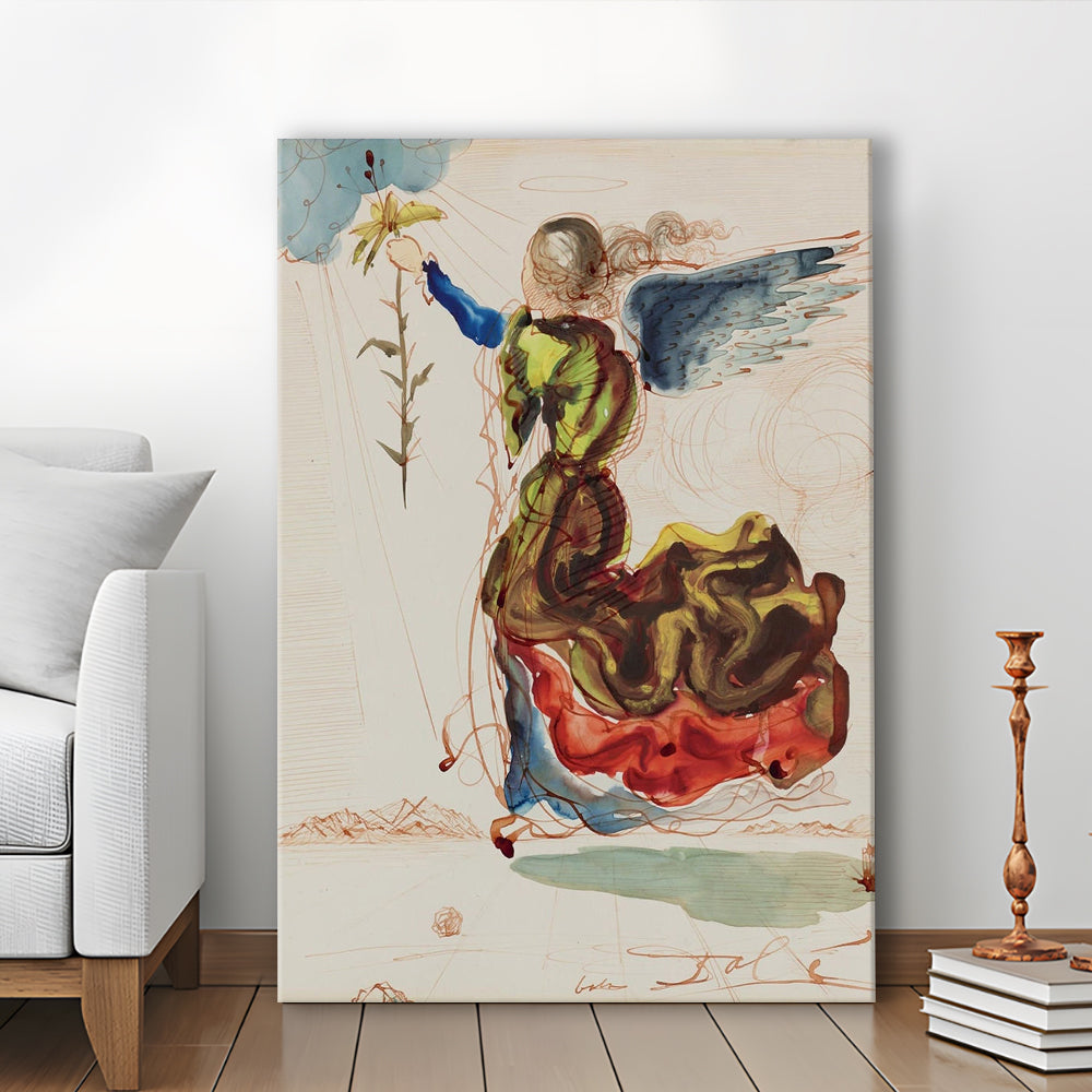 Salvador Dali Angel Of The Annunciation Print, Salvador Dali Exhibition Wall Art Print, Canvas Print, Canvas Decor