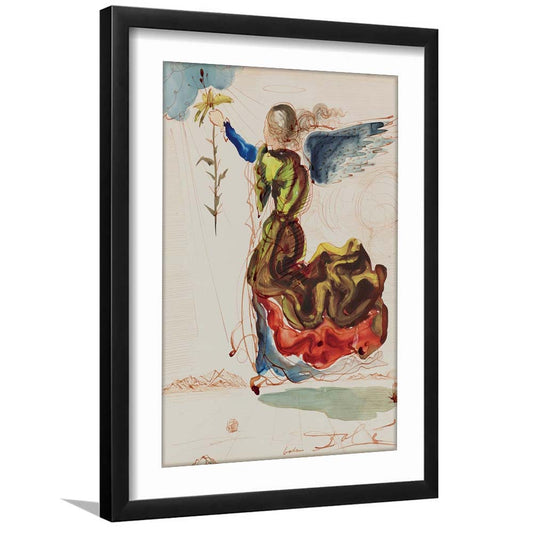 Salvador Dali Angel Of The Annunciation Print, Salvador Dali Exhibition Wall Art Print, Framed Art Print, White Border