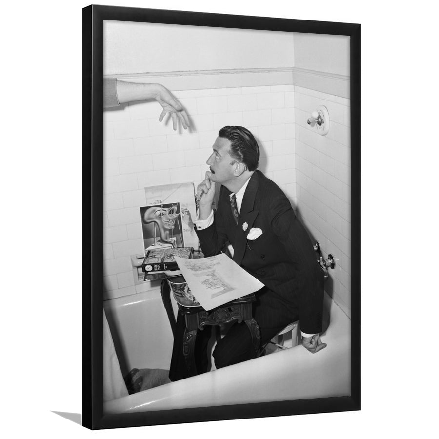 Salvador Dali Black and White Art Famous Surrealist Painter, Framed Art Print Wall Decor