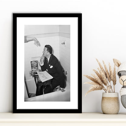 Salvador Dali Black and White Art Famous Surrealist Painter, Framed Art Print White Border Wall Decor