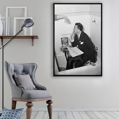 Salvador Dali Black and White Art Famous Surrealist Painter, Floating Framed Canvas Print