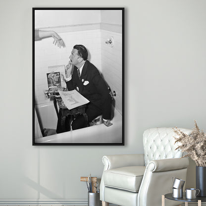 Salvador Dali Black and White Art Famous Surrealist Painter, Floating Framed Canvas Print
