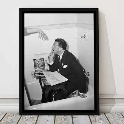 Salvador Dali Black and White Art Famous Surrealist Painter, Floating Framed Canvas Print