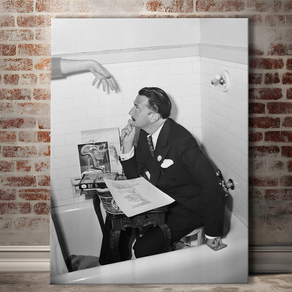 Salvador Dali Black and White Art Famous Surrealist Painter, Canvas Print Wall Art