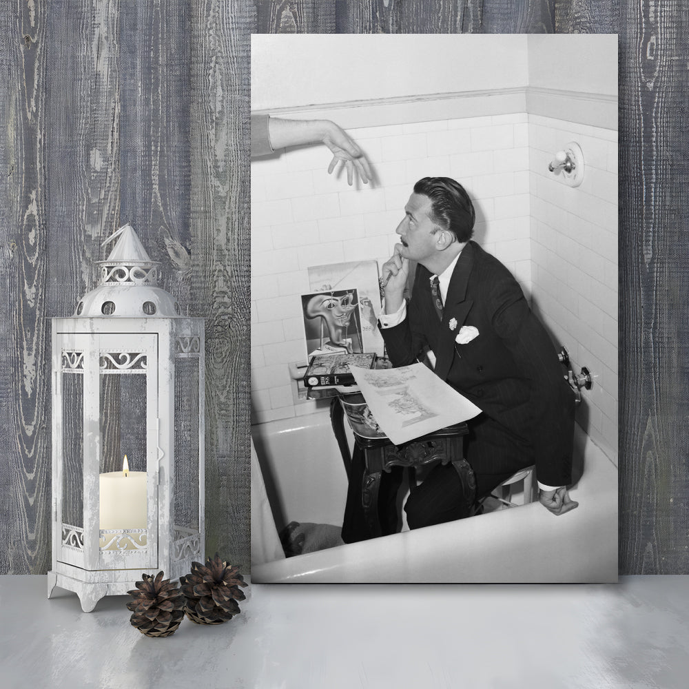 Salvador Dali Black and White Art Famous Surrealist Painter, Canvas Print Wall Art