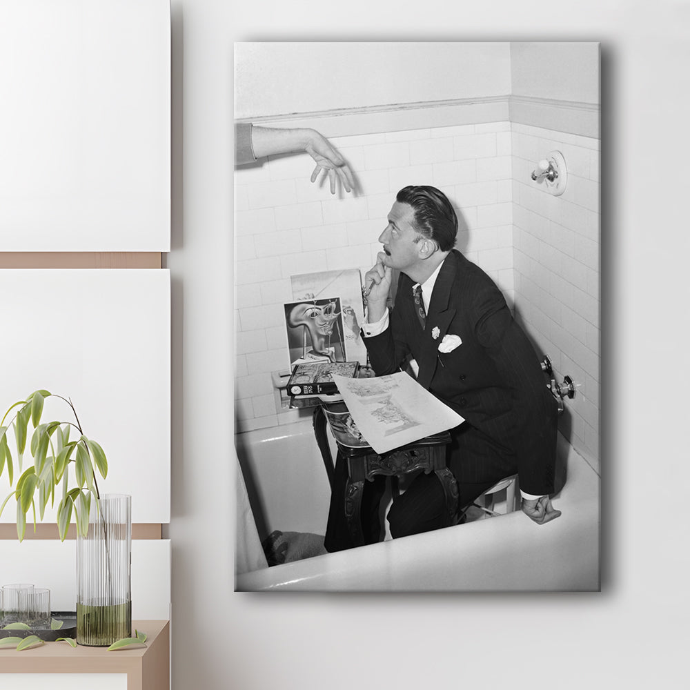 Salvador Dali Black and White Art Famous Surrealist Painter, Canvas Print Wall Art
