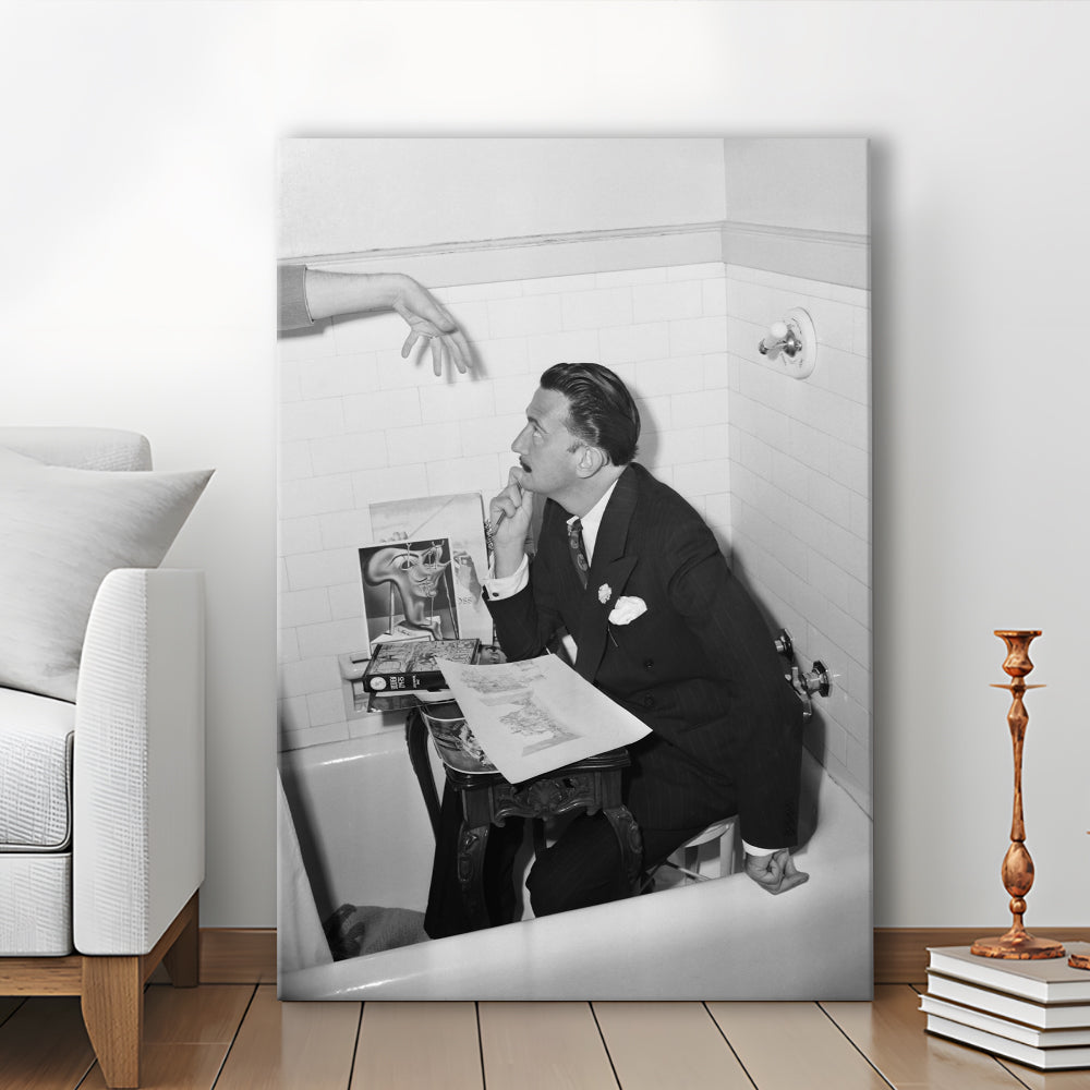 Salvador Dali Black and White Art Famous Surrealist Painter, Canvas Print Wall Art