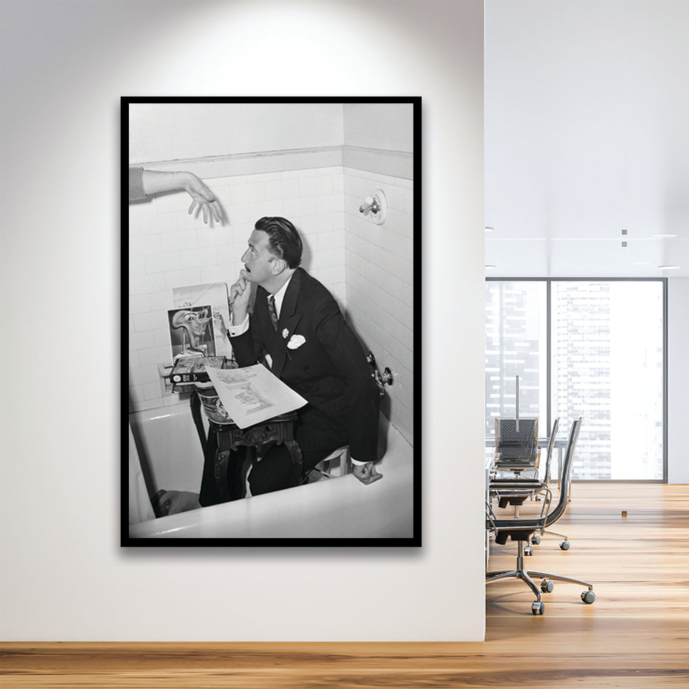Salvador Dali Black and White Art Famous Surrealist Painter, Framed Art Print Wall Decor