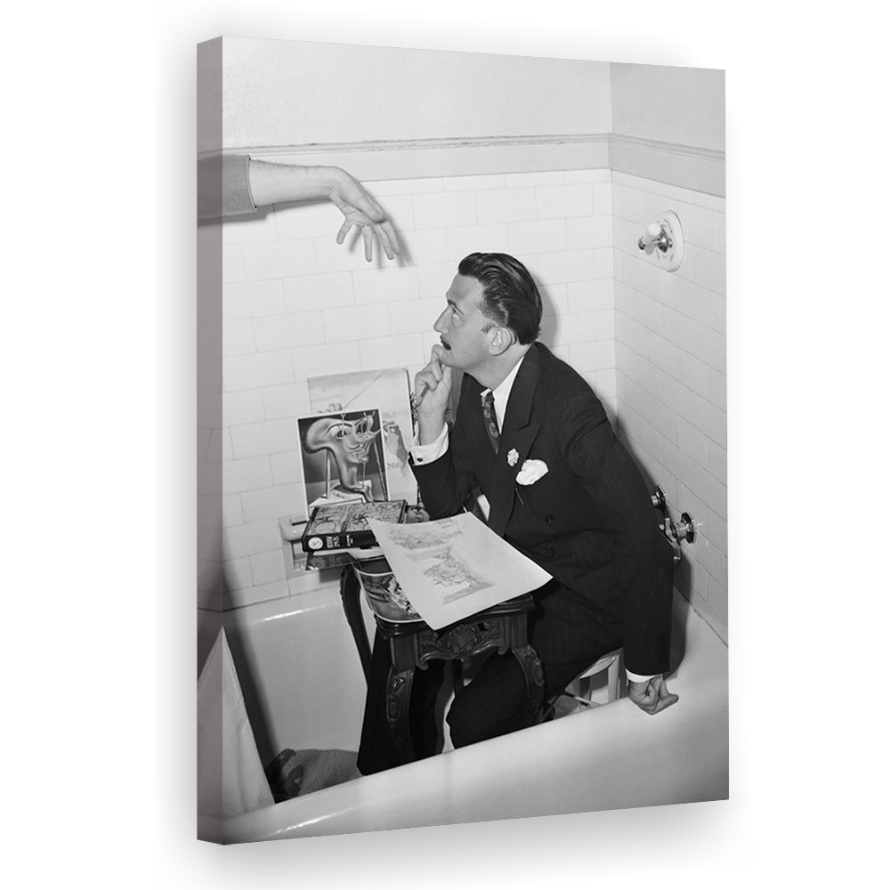 Salvador Dali Black and White Art Famous Surrealist Painter, Canvas Print Wall Art