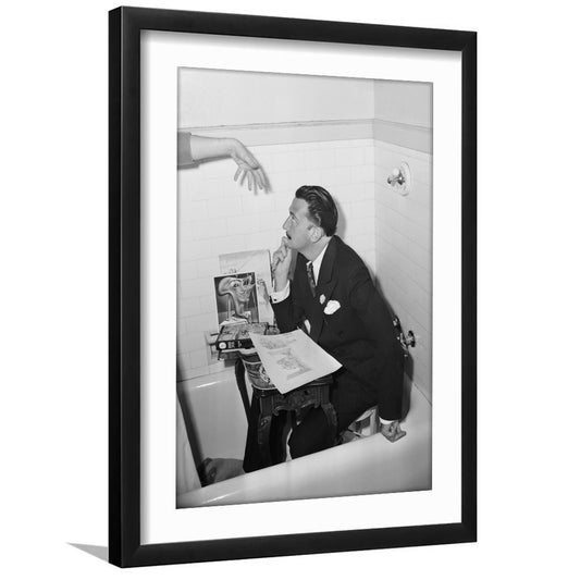 Salvador Dali Black and White Art Famous Surrealist Painter, Framed Art Print White Border Wall Decor