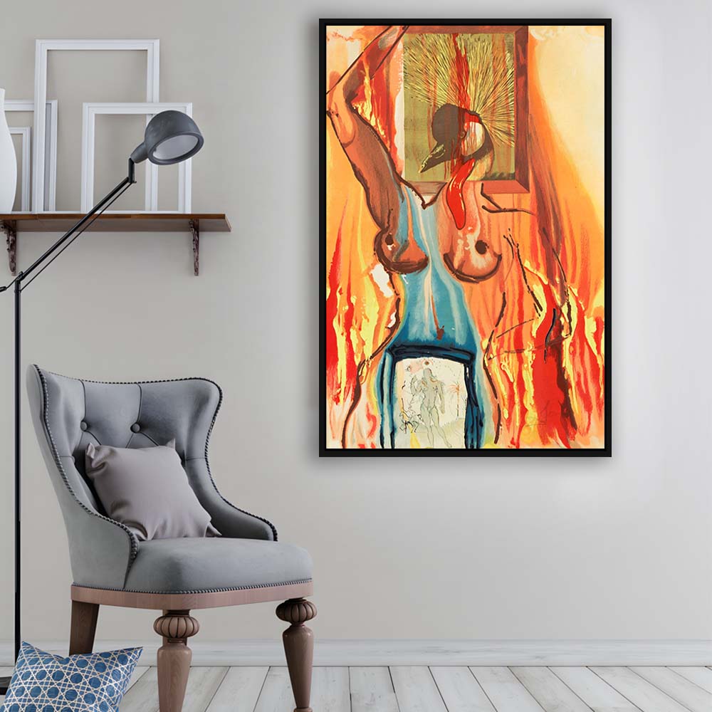 Salvador Dali Phoenix Print, Dali Exhibition Print, Surrealism, Art Reproduction, Framed Canvas Print, Floating Frame