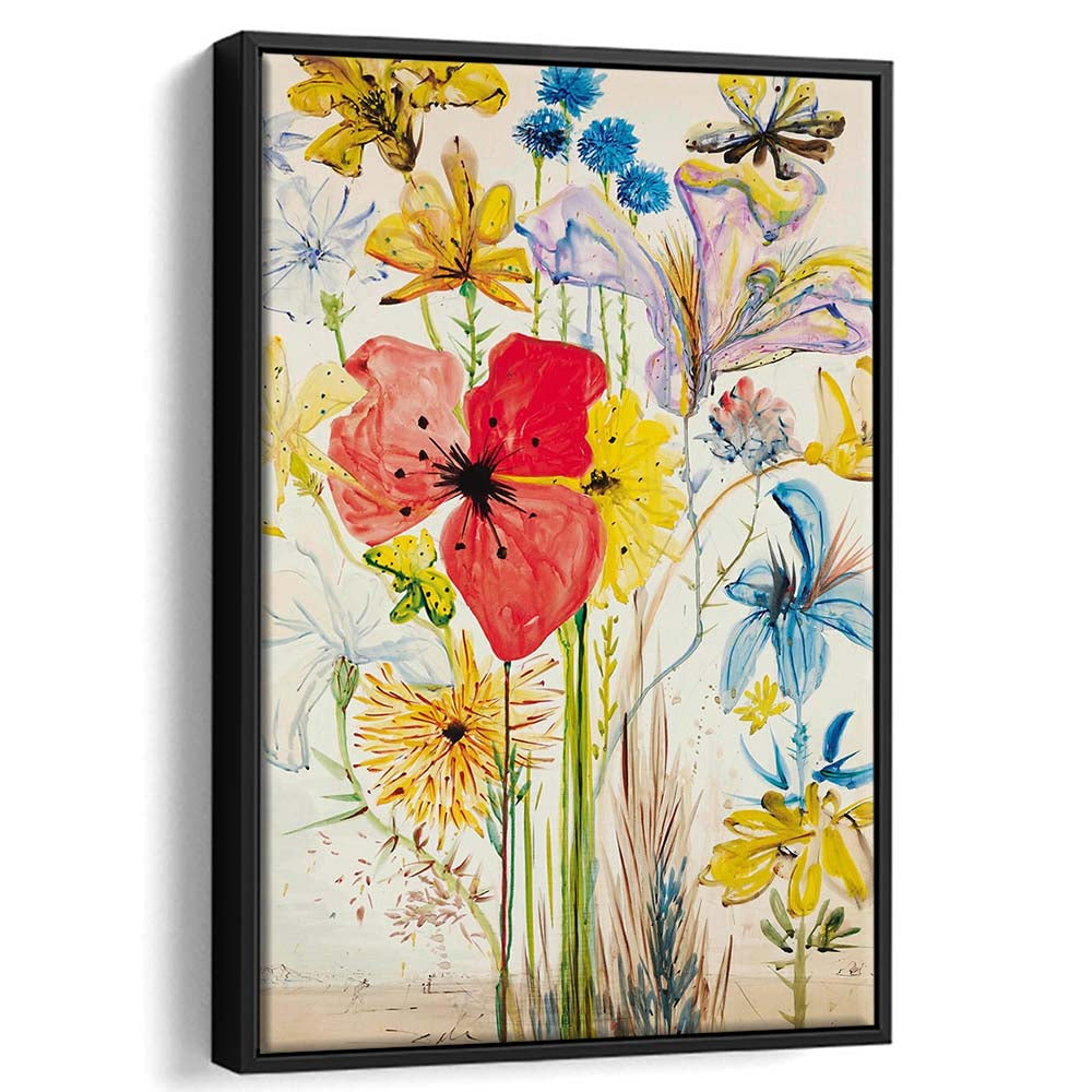 Salvador Dali Print, Salvador Dali Exhibition, Wildflower Print, Mid Century Modern, Framed Canvas Print, Floating Frame