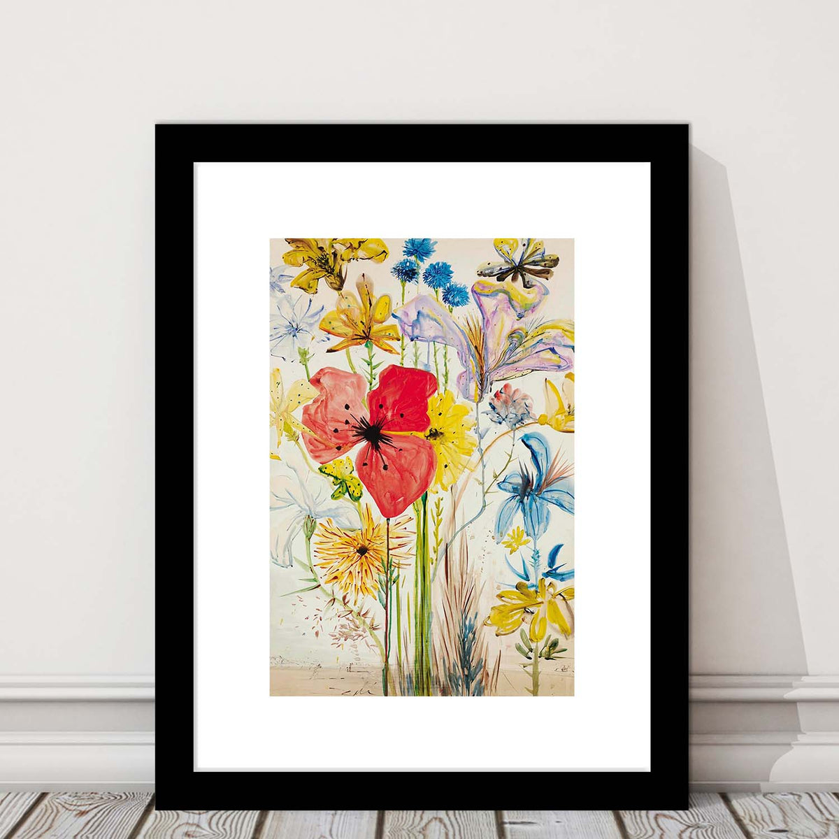 Salvador Dali Print, Salvador Dali Exhibition, Wildflower Print, Mid Century Modern, Framed Art Print, White Border