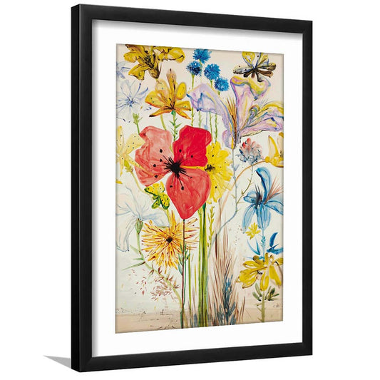Salvador Dali Print, Salvador Dali Exhibition, Wildflower Print, Mid Century Modern, Framed Art Print, White Border
