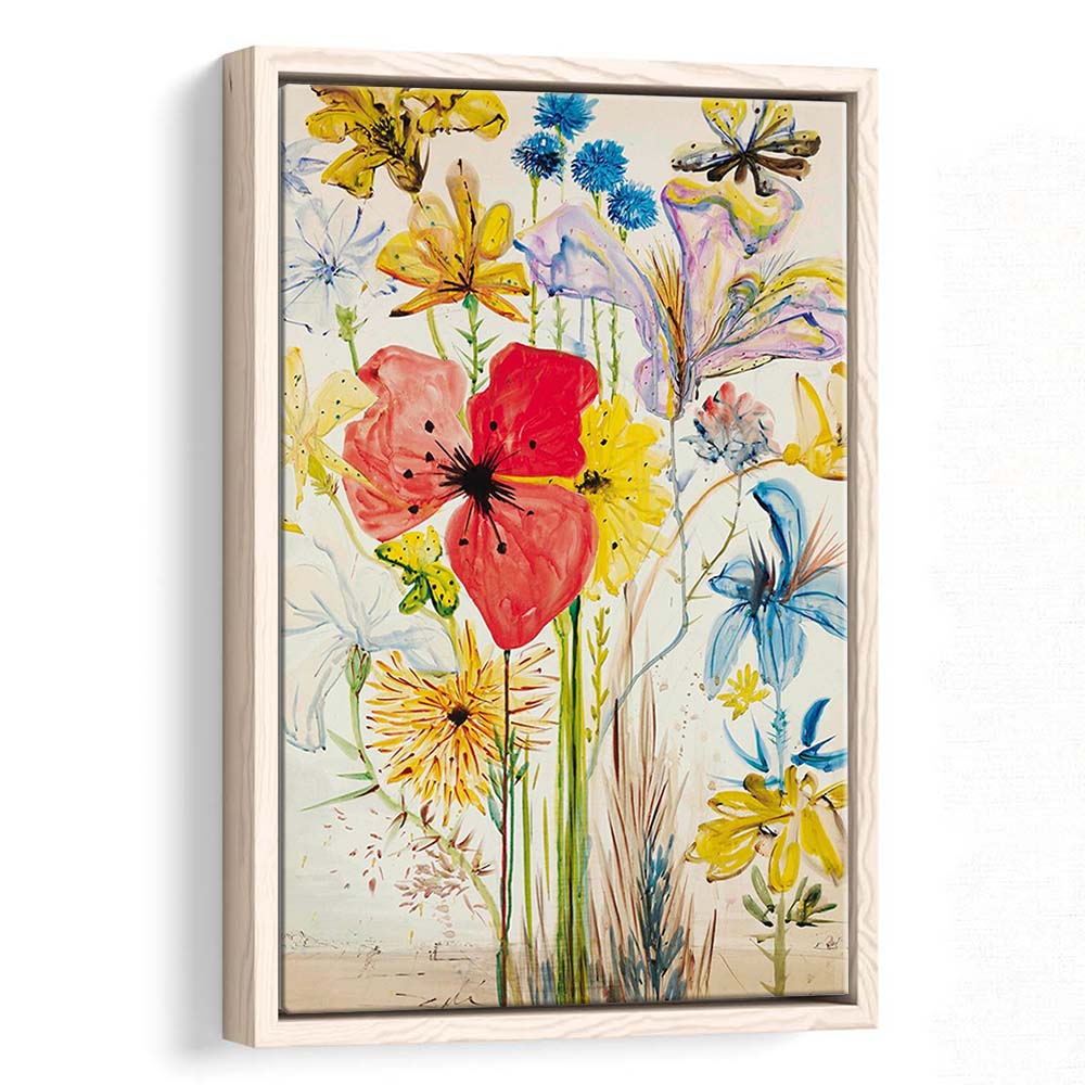 Salvador Dali Print, Salvador Dali Exhibition, Wildflower Print, Mid Century Modern, Framed Canvas Print, Floating Frame