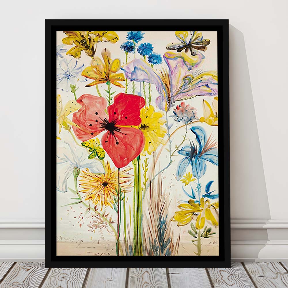 Salvador Dali Print, Salvador Dali Exhibition, Wildflower Print, Mid Century Modern, Framed Canvas Print, Floating Frame
