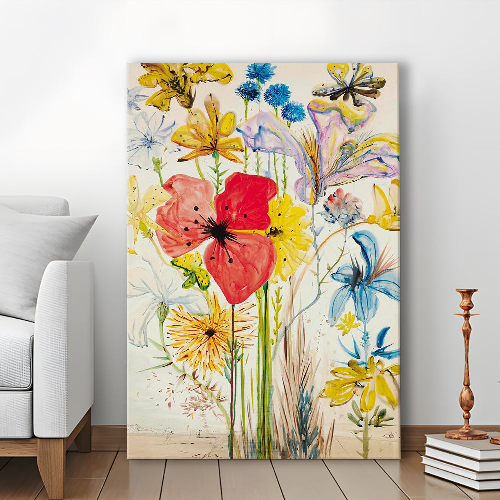 Salvador Dali Print, Salvador Dali Exhibition, Wildflower Print, Surrealism, Mid Century Modern, Canvas Print, Canvas Decor